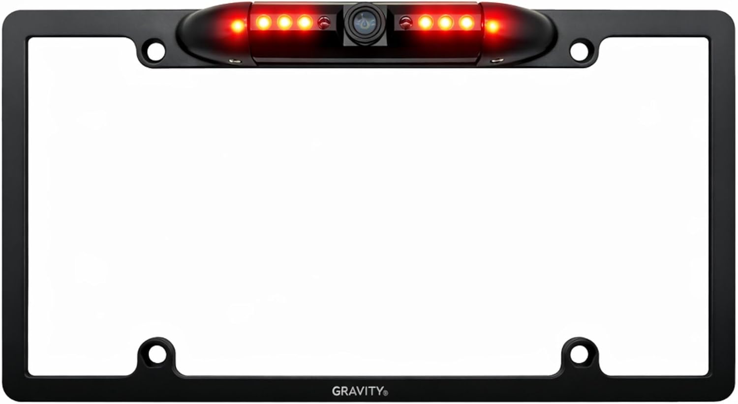 Gravity VGC1000PL Backup Camera - CMOS CVBS, Dynamic Parking Lines, Universal RCA Connection - Waterproof License Plate Rear View Camera - Black