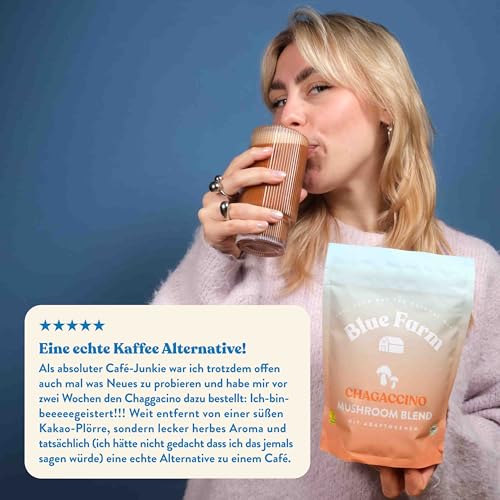Blue Farm Oat Base Bio Chagaccino – Haferdrink ohne Zuckerzusatz – Vegan, glutenfrei in bester Bio-Qualität – Nahrungsergänzungsmittel auf Haferbasis mit den Vitalpilzen Chaga, Cordyceps und Hericium