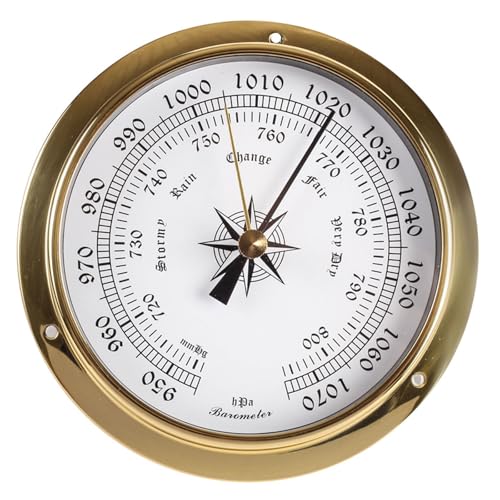 Djhvjs BAROMETERS-65963915 Hanging Weather Station, High Precision Thermometer Hygrometer Barometer Kit, Tide Clock Wall Clock Brass Case 4.5In Boat Accessory cover