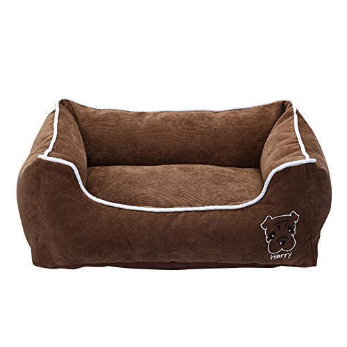Anyu Cama para Perro Cama de Mascota Suave al Agua Fácil Limpieza Café S