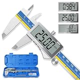 Preciva Digital Caliper, Stainless Steel Vernier Caliper Digital, Micrometer Calipers with Large LCD Screen, Auto-Off Feature, Inch Millimet Conversion, 6 Inch Caliper Tools for DIY/Household(Blue)