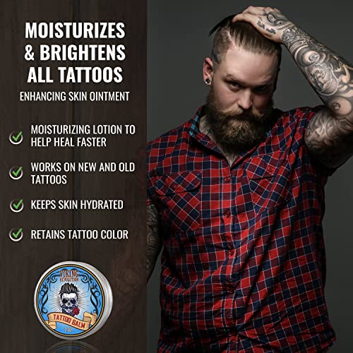 Viking Revolution Tattoo Care Balm for Before, During & Post Tattoo – Safe, Natural Tattoo Aftercare Cream – Moisturizing Lotion to Promote Skin Healing (1 Pack)