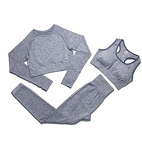 Costume 3 pièces élégant en maille extensible pour fitness