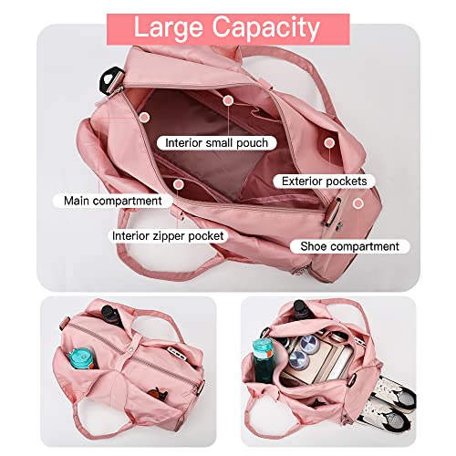 Moniss Bolsa de viagem para esportes, academia, ioga, bolsa de ombro para fim de semana com comparti