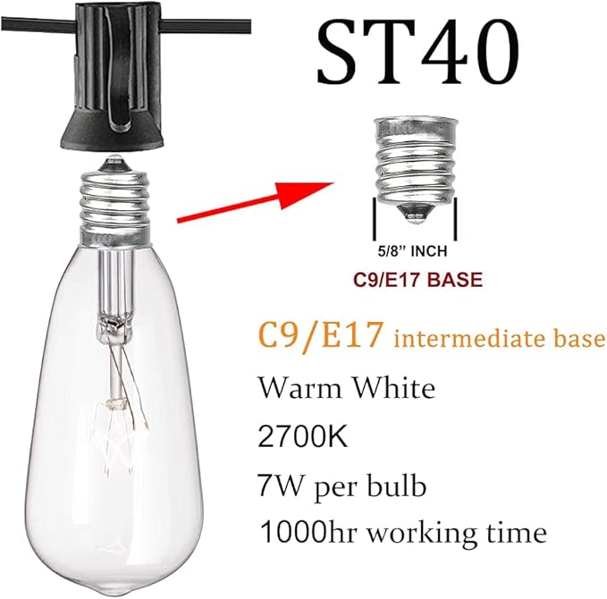 Luces de Cadena Exterior GOOTHY 20Ft con 22 Bombillos Edison 7W miniatura 2