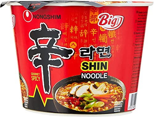 Gharana Swaad Ka Khazaana Nongshim Shin Ramyun Big Bowl Korean Variety of Noodle Flavoured with Spicy Chilli Flavour - 114g (Pack of 16)