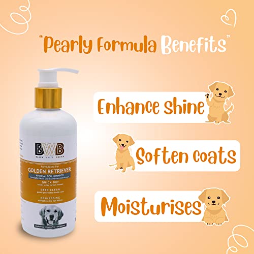 Image of BWB Natural Dog Shampoo for Golden Retriever .PARABEN Free+Alcohol Free+pH Balance with Conditioner & Moisturiser and Added Alovera,NEEM,Coconut & Amla extracts (300 ML + DEOSPRAY)