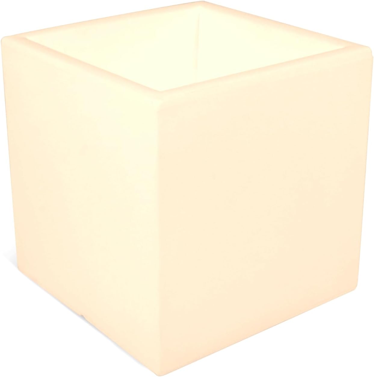 Kloris Modern Square Planter Cube Pot Model Ellenico 35 Polyethylene Cream 35 x 35 cm Height 35 cm Made in Italy
