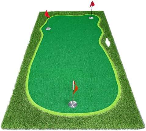 BOBURN Golf Putting Green/Mat-Golf Training Mat- Professional Golf Practice Mat- Green Long Challenging Putter for Indoor/Outdoor