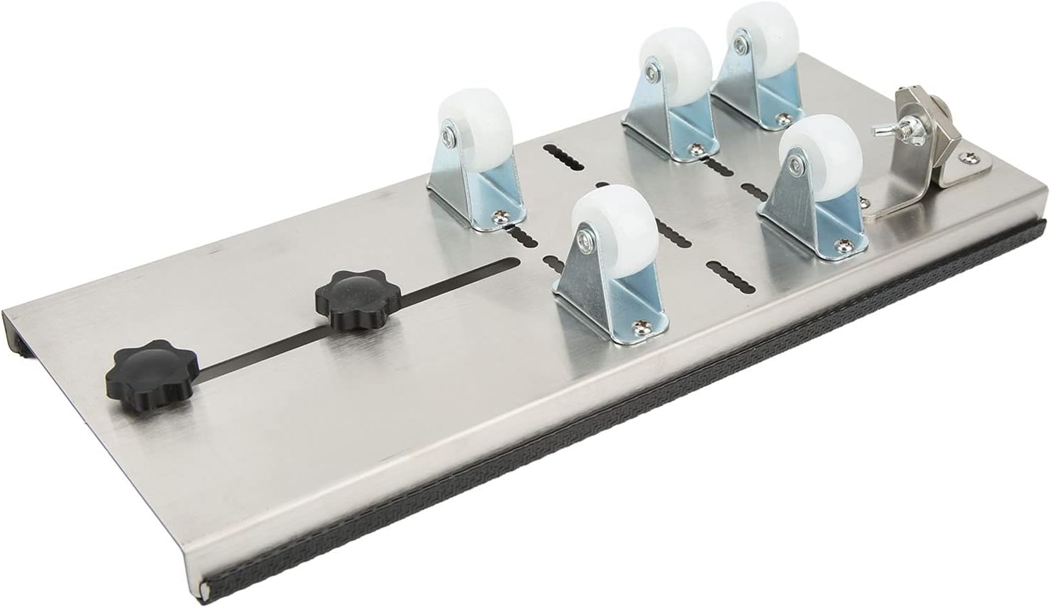 Glass Bottle Cutter with 5 Support Wheels and 2 Carbide Blade Cutting Heads - Adjustable Cutting Tool for Large and Small Containers - Non Slip Base and Removable Backstop