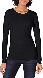 Camiseta básica de manga larga para mujer, color blanco, top corto para mujer, Y2K, camiseta elástica, manga larga, cuello redondo, camiseta atlética, skims Clean Girl, ropa básica de color liso, ropa