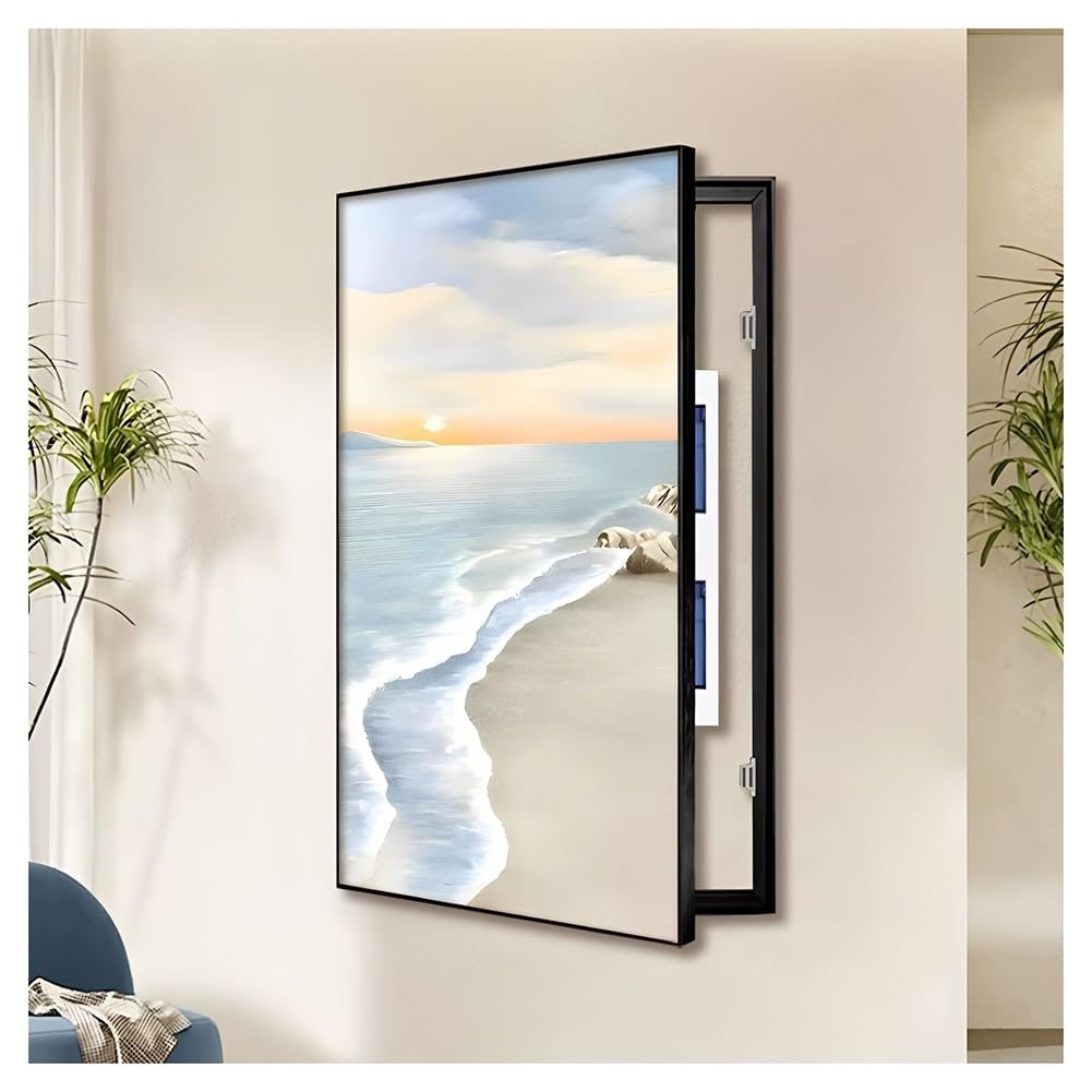 Dekoracyjna osłona panelu elektrycznego, montowana na ścianie aluminiowa rama osłona skrzynki bezpieczników, zdejmowana pokrywa miernika do dekoracji wnętrz, G-40 x 60 cm / 15,7 x 23,6 cala