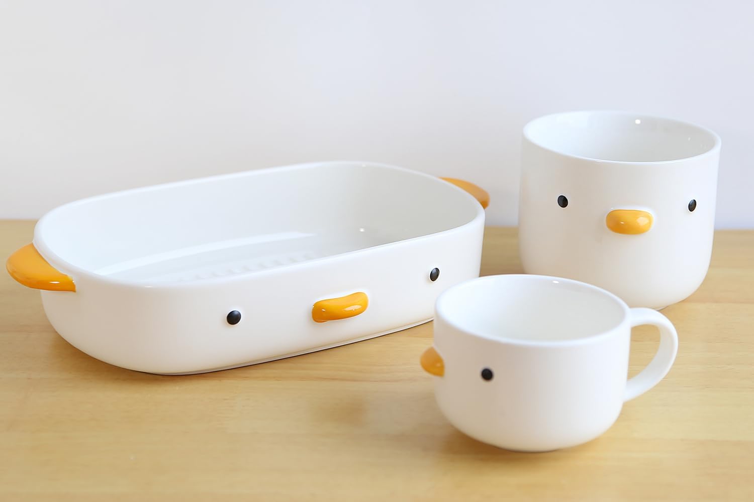PURROOM Cute Duck Baking Dish & Breakfast Mug & Cup.