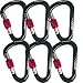 CARAPEAK 25kN Screwgate Locking Pear Shaped Climbing 6 Pack Set HMS Carabiner, Aluminum Rock Climbing Clip for Rappelling, Belaying Black