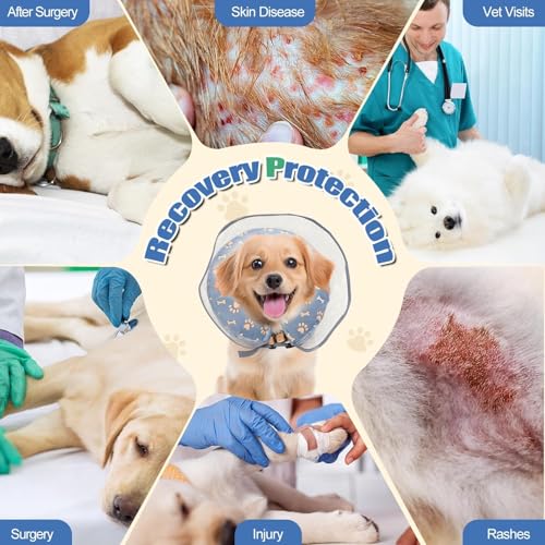 Image of Dog Cone, Inflatable Dog Cone for Small, Medium, and Large Dogs, Soft Cone for Dogs After Surgery with Adjustable Buckle, Adjustable Soft Recovery Collar with Detachable Cove