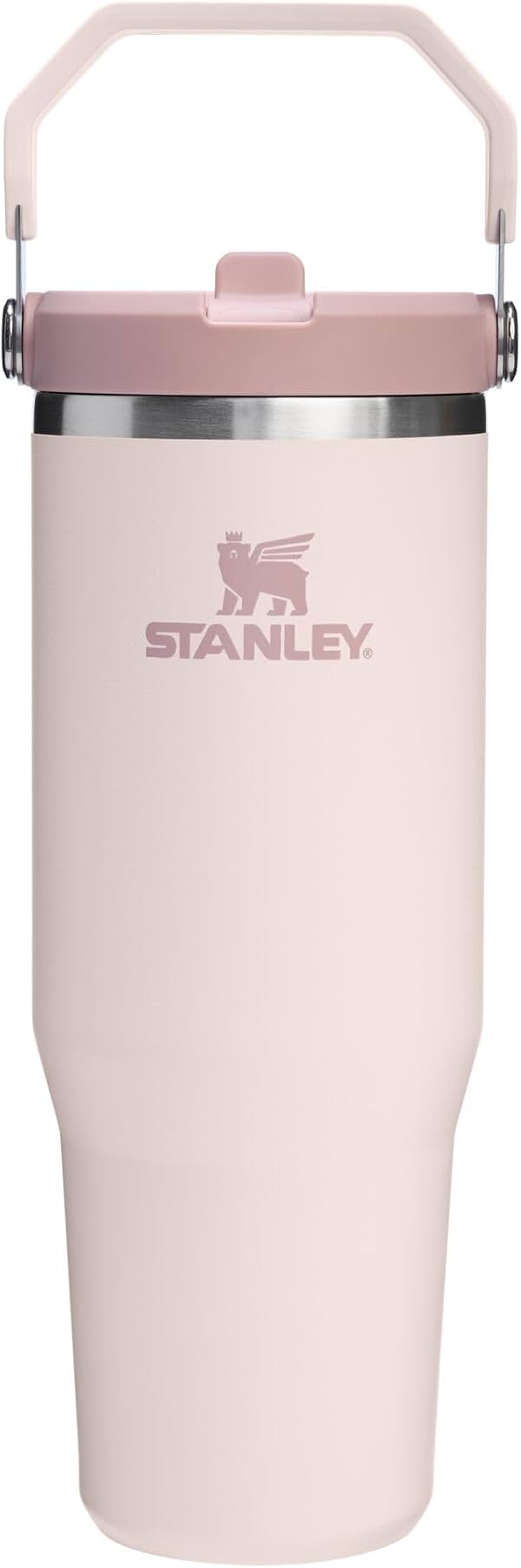 Vaso STANLEY IceFlow 2.0 con popote abatible, 30 oz, Rose Quartz | Asa fácil de llevar | Tapa de rosca y popote abatible | Botella de agua resistente a fugas | Acero inoxidable aislado | Libre de BPA