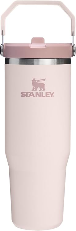 STANLEY IceFlow 2.0 Flip Straw Tumbler with Handle 30 oz | Twist On Lid and Flip Up Straw | Leak Resistant Water Bottle | Insulated Stainless Steel | BPA-Free | Rose Quartz 2.0