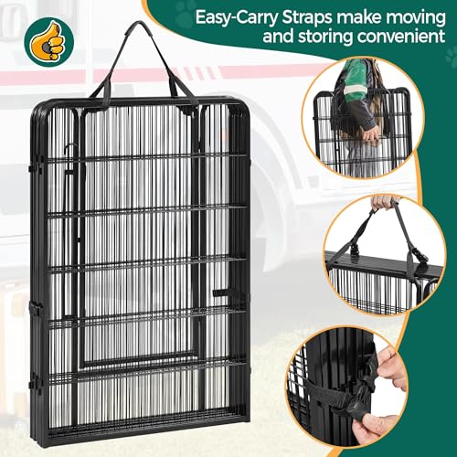 Image of Yaheetech Metal Dog Playpen Outdoor, 40 inch Height Foldable 16 Panels Indoor Exercise Pen with Easy-Carry Straps&Stakes Storage Bag for Large /Medium /Small Dogs Animals Pets for RV Camping Yard Gate