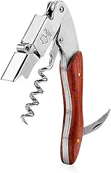 Saca Rolha em Inox Dois Estágios com Cabo de Madeira