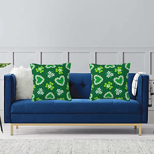 Aitukang St Patricks Day Pillow Covers 18X18 Set Of 2,Green Shamrock Throw Pillow Cover Lucky Clovers Cushion Cover For Home Farmhouse Couch Sofa Indoor Outdoor Decor #TOP6