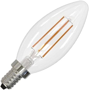 Bulbrite Item 776756, 4 Watt LED Filament Light Bulb, Fully Dimmable, 2700k E12 E12 Candelabra Base, High CRI for Truer Color Renderring Pack of 1