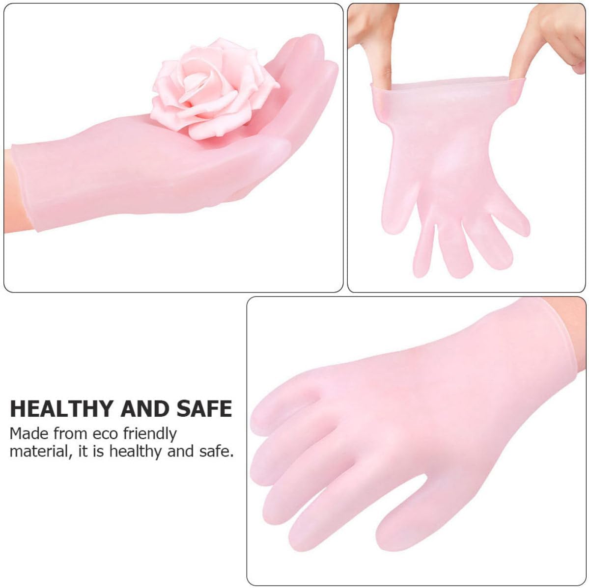 NOLITOY Moisturizing Gloves for Dry Skin Care and Exfoliating, 2 Pairs Size, Anti-Dry Hand Protection and, Suitable for Nighttime Hand Spa and Daily Beauty Care