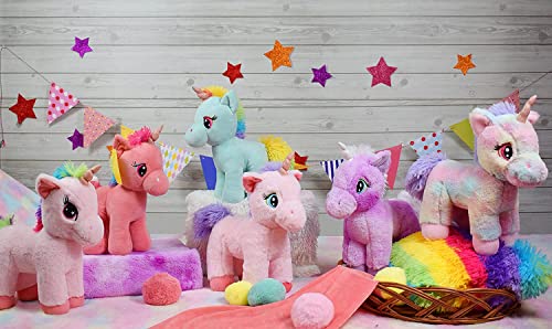 Image of AVSHUB Standing Unicorn with Glitter Horn Rainbow Fur Animal Plush Toy, Safe for Kids, Soft Toy for Baby Boy and Girl, Soft Toys Playing Home Decoration |Size 40 cm|Pink|