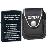 Zippo 24710 Classic Black Matte ZPP Creed Windproof Pocket Lighter with Zippo Black Leather Clip Pou