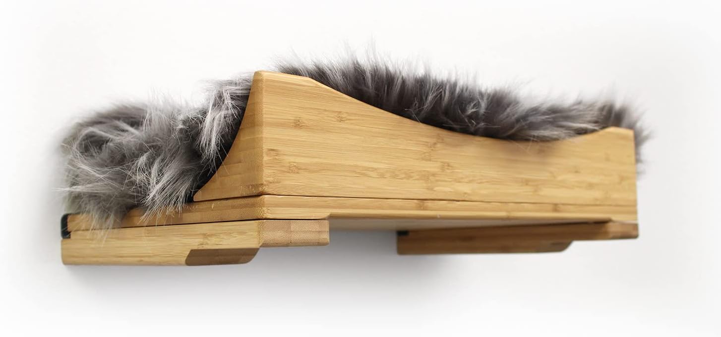 Catastrophic Creations The Nest Cat Bed – Modern Cat Bed – Bamboo Bed for Cats – Warm & Plush Pet Bed – Modular Cat Beds for Indoor Cats – Faux Fur Nap Cat Bed