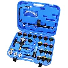 JIFETOR Radiator Pressure Leakage Tester Vacuum Cooling System Purge Coolant Refill Tool Kit 28PCS Universal Automotive Water Tank Leak Test Detector Pneumatic Vacuum Coolant Change Set