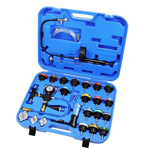 JIFETOR Radiator Pressure Leakage Tester Vacuum Cooling System Purge Coolant Refill Tool Kit 28PCS Universal Automotive Water Tank Leak Test Detector Pneumatic Vacuum Coolant Change Set by JIFETOR - Used condition - US$48.35