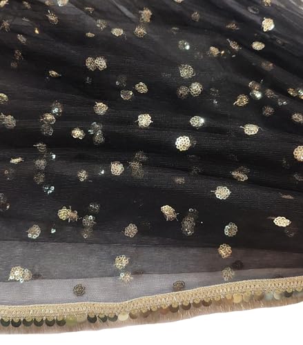 Image of Navti Creations Women's Lightweight Net Dupatta With Sequence Embroidery & Kiran Border (Length 2.25m)