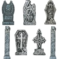 Halloween Grabstein Deko Outdoor XXL 81cm,7Pcs Gruselig RIP Grabstein Hof-Schilder Roadside Vorsicht Requisiten mit Erdspießen Gartendeko für Party,Spukhaus,Friedhof,Rasen im Freien,Draußen,Aussen