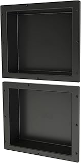 Tile Redi USA RND1614S-14 Niche Double Recessed Shower Shelf, Two Shelves, 28" H X 16" W, Black