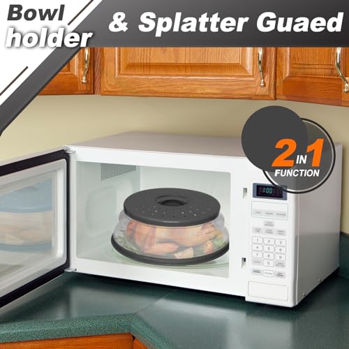 4 in 1,WENWELL 2 Microwave Splatter Cover & 2 Mat,Cooking Splash Guard with Handle,Kitchen dish bowl Plate Proof Food lid & Silicone Round mat,Home Apartment Essential - Thumbnail 4