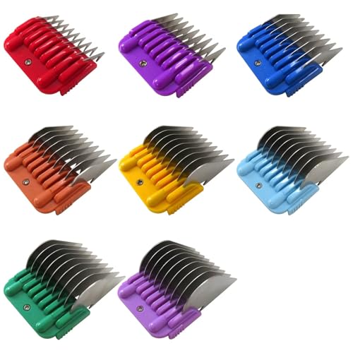 USonline911 8 Color Stainless Steel Guide Combs 3/6/10/13/16/19/22/25mm Set Fit for Oster’s,for Wahl’s and for Andis’ Detachable-Style Clippers