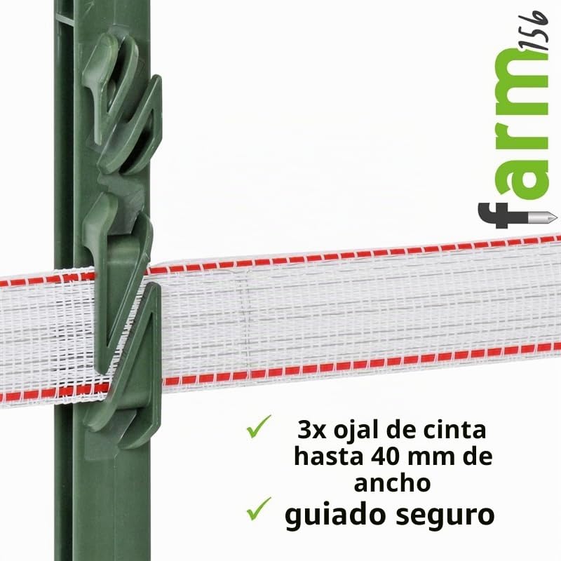 VOSS.farming 40x Poste para Pastor eléctrico “Farm 156”, Largo 156cm, 11 Ojales, Verde