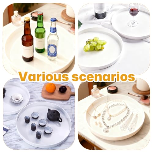 Deko Tablett Rund, Dekoschale Weiß 30 cm Tortenplatte Dekotablett Serviertablett Kerzentablett Badezimmer Tablett