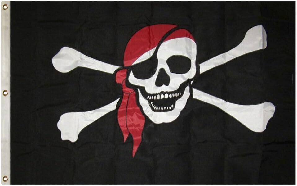 Miniatura 5 de Premium 3x5 Embroidered Sewn Pirate Scarf Synthetic Cotton Flag 3'x5'