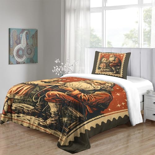 Housse de couette avec fermeture à glissière Noël lit simple 3D