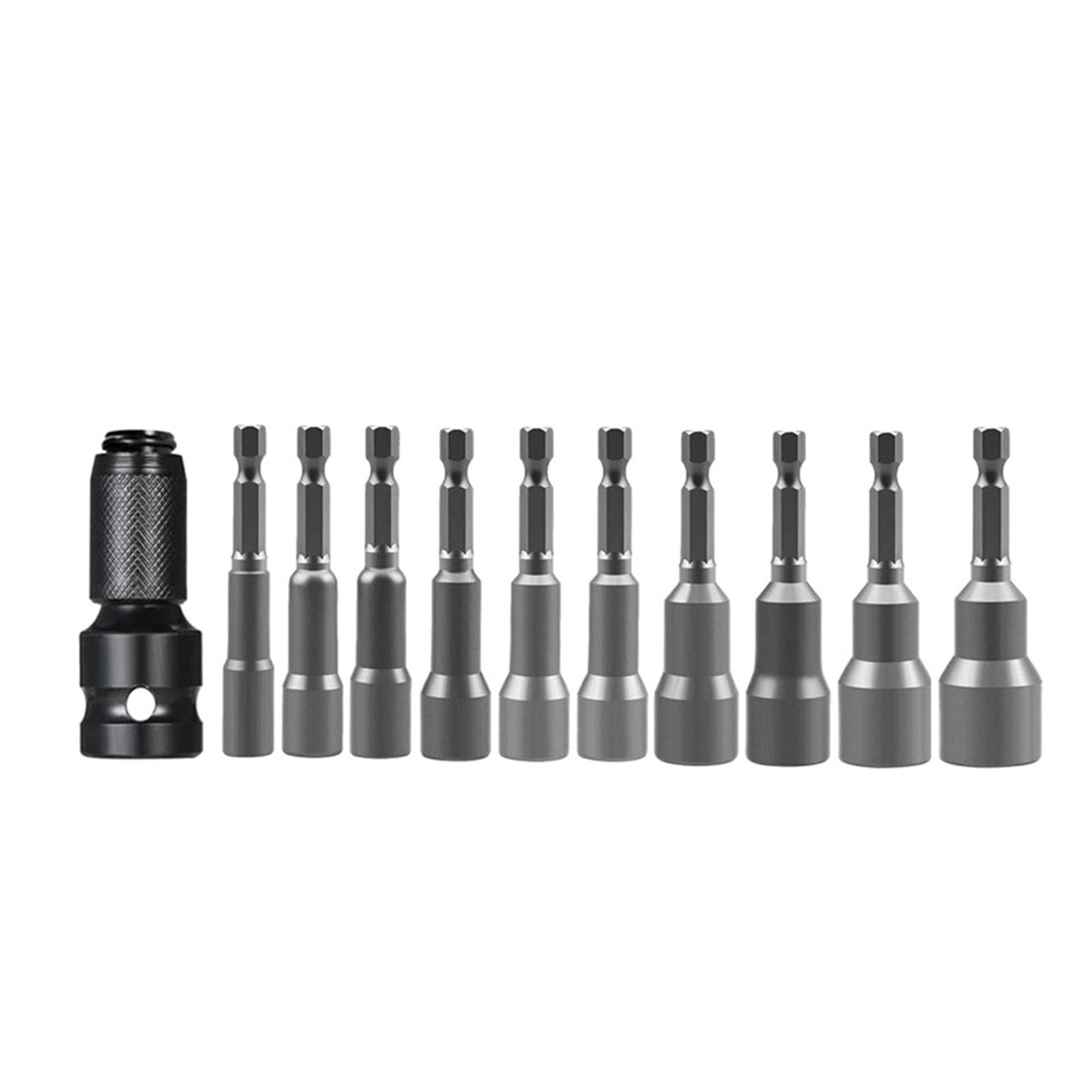 Zestaw adapterów nasadowych 1/5.1 cm na 1/10.2 cm, 11 szt., magnetyczny konwerter z grzechotką, narzędzie do szybkiego zwalniania do gniazd napędowych 6-15 mm, trwała tuleja klucza