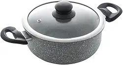 WOLFF - Caçarola de Indução com Tampa de Vidro 22cm Granilite Cinza Alumínio com Revestimento Cerâmico