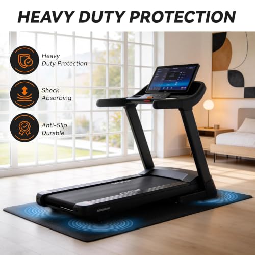 Image of Treadmill Mat for Carpet &Hardwood Floors, 79 inch x 39.4 inch 0.25 inch Thick High Density, Non-Slip Fitness Equipment Mat, Mat for Under Treadmills, Elliptical, Exercise Bikes, Stationary Cycles