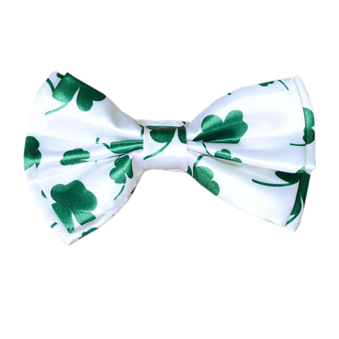 ZCYYYS Men's Pre-tied Bowtie Adjustable Bow Tie for Men Women St. Patrick's Day Green Clover Pattern Neck Tie Uniform Bowtie PSLJ03 (White)