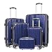 Coolife Luggage Expandable 3 Piece Sets PC+ABS Spinner Suitcase 20 inch 24 inch 28 inch (navy)