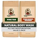 Dr. Squatch Natural Men's Body Wash Shower Gel - Cleansing, Nourishing, Long Lasting Scent, Moisturizing Body Wash for Men - Pine Tar + Wood Barrel Bourbon (14 oz, 2-Pack)