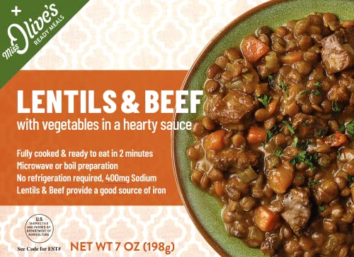 Miss Olive's Lentil & Beef With Vegetables In Hearty Sauce Microwavable Meal (Pack Of 3) #TOP1