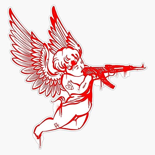 Angel with Machine Gun Sticker Vinyl Waterproof Sticker Decal Car Laptop Wall Window Bumper Sticker 5"