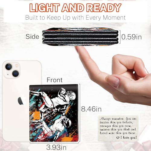 Image of Boys Wallet for Kids, Teen Boy Athletes Wallets 9-12 8-10 8-12, Cool Novelty Leather Bifold Rfid Blocking Purse Coin Pocket Zipper Id Window for Children Men Male Youth Guys Birthday Gifts