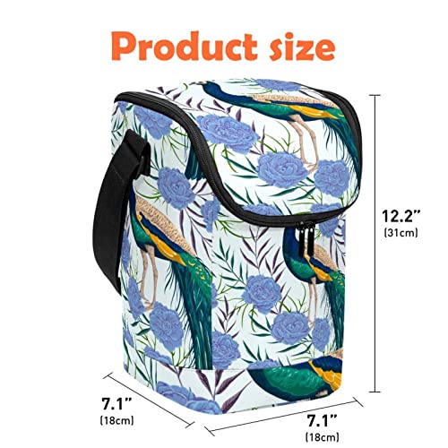 Lonchera grande de pavo real con correa ajustable para hombro 5
